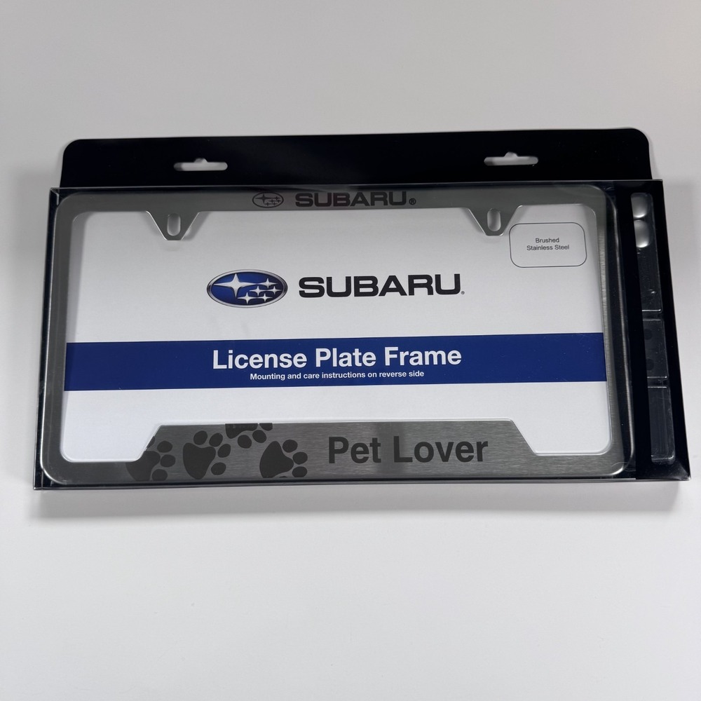 New SUBARU License Plate Frame Pet Lovers Brushed Stainless Steel SOA342L166 USA